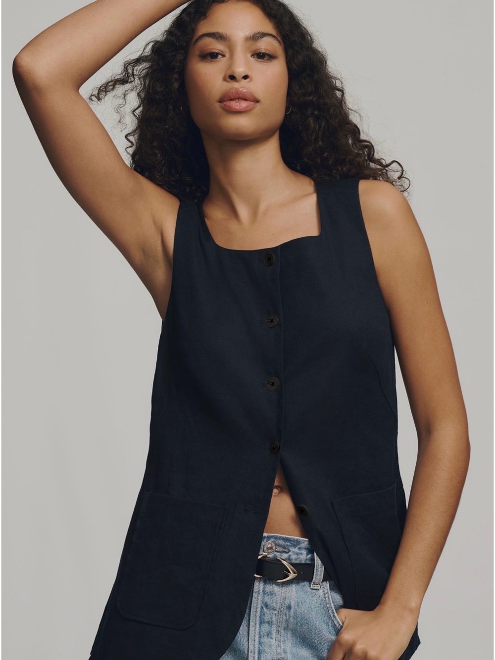 Maeve Classic Black Button-Front Sleeveless Women's Vest Top size Small